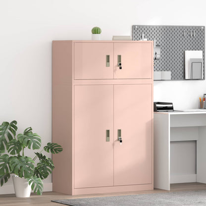 vidaXL Storage Cabinet 2 pcs Pink 90 x 40 x 145 cm Steel Lockable