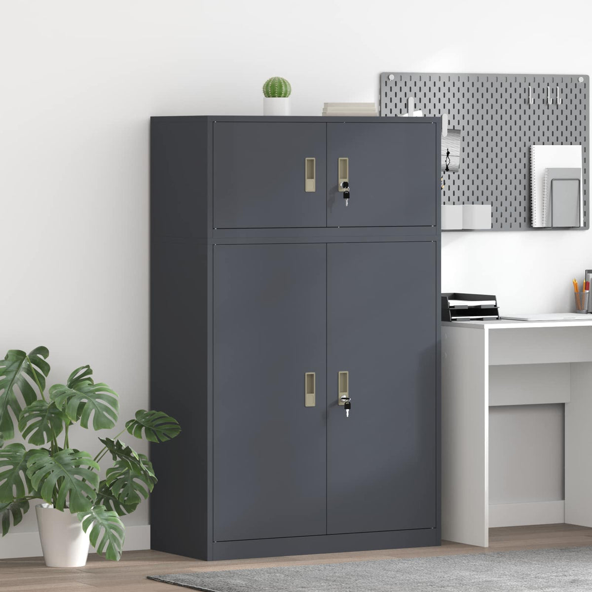 vidaXL Storage Cabinet 2 pcs Anthracite 90 x 40 x 145 cm Steel