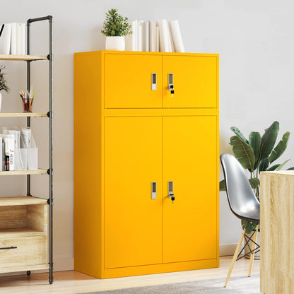 vidaXL Storage Cabinet 2 pcs Mustard Yellow 90 x 40 x 145 cm Steel