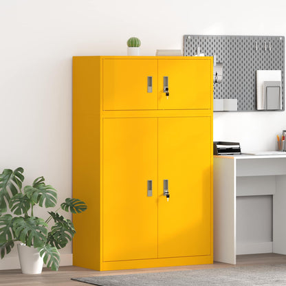 vidaXL Storage Cabinet 2 pcs Mustard Yellow 90 x 40 x 145 cm Steel