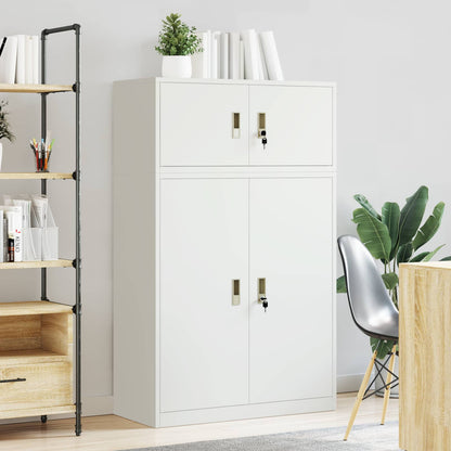 vidaXL Storage Cabinet 2 pcs White 90 x 40 x 145 cm Steel Lockable