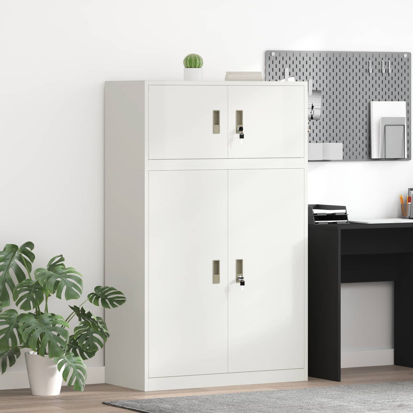 vidaXL Storage Cabinet 2 pcs White 90 x 40 x 145 cm Steel Lockable