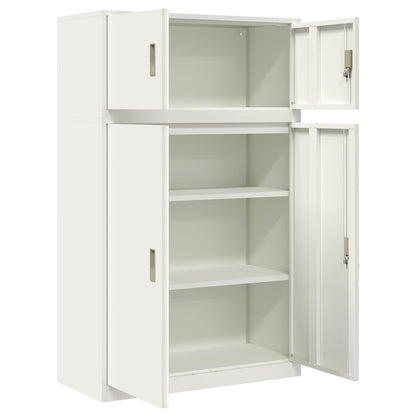 vidaXL Storage Cabinet 2 pcs White 90 x 40 x 145 cm Steel Lockable