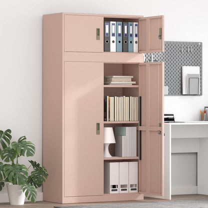 vidaXL Storage Cabinet 2 pcs Pink 90 x 40 x 180 cm Steel Lockable