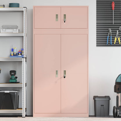 vidaXL Storage Cabinet 2 pcs Pink 90 x 40 x 180 cm Steel Lockable