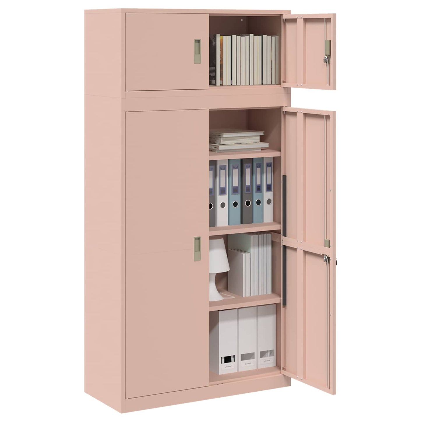 vidaXL Storage Cabinet 2 pcs Pink 90 x 40 x 180 cm Steel Lockable