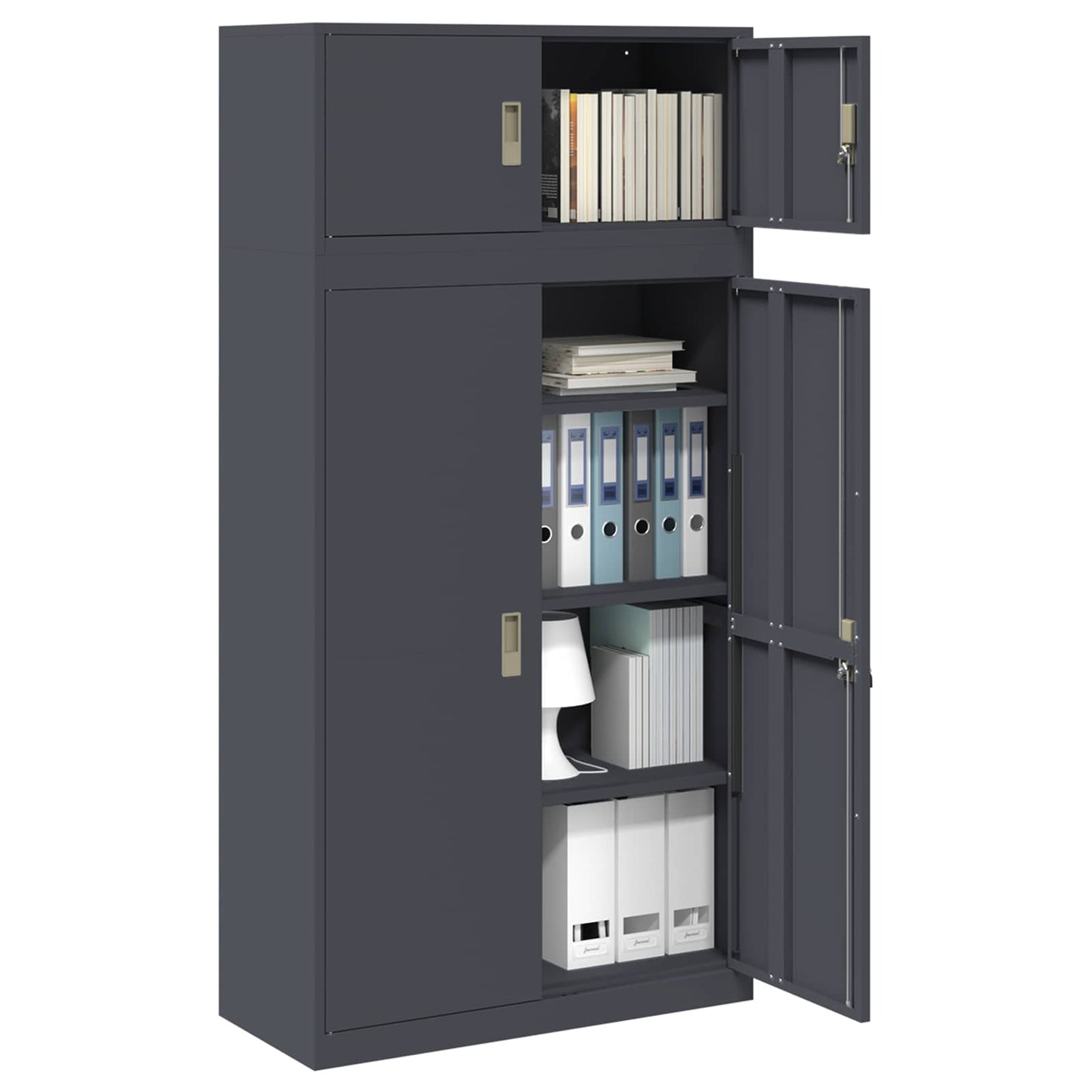 vidaXL Storage Cabinet 2 pcs Anthracite 90 x 40 x 180 cm Steel