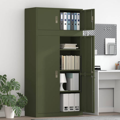 vidaXL Storage Cabinet 2 pcs Olive Green 90 x 40 x 180 cm Steel