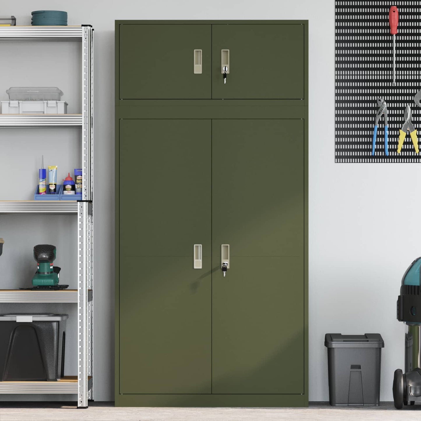 vidaXL Storage Cabinet 2 pcs Olive Green 90 x 40 x 180 cm Steel