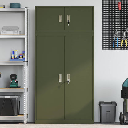 vidaXL Storage Cabinet 2 pcs Olive Green 90 x 40 x 180 cm Steel