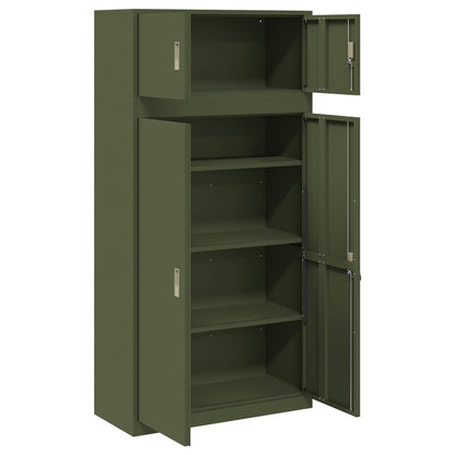 vidaXL Storage Cabinet 2 pcs Olive Green 90 x 40 x 180 cm Steel