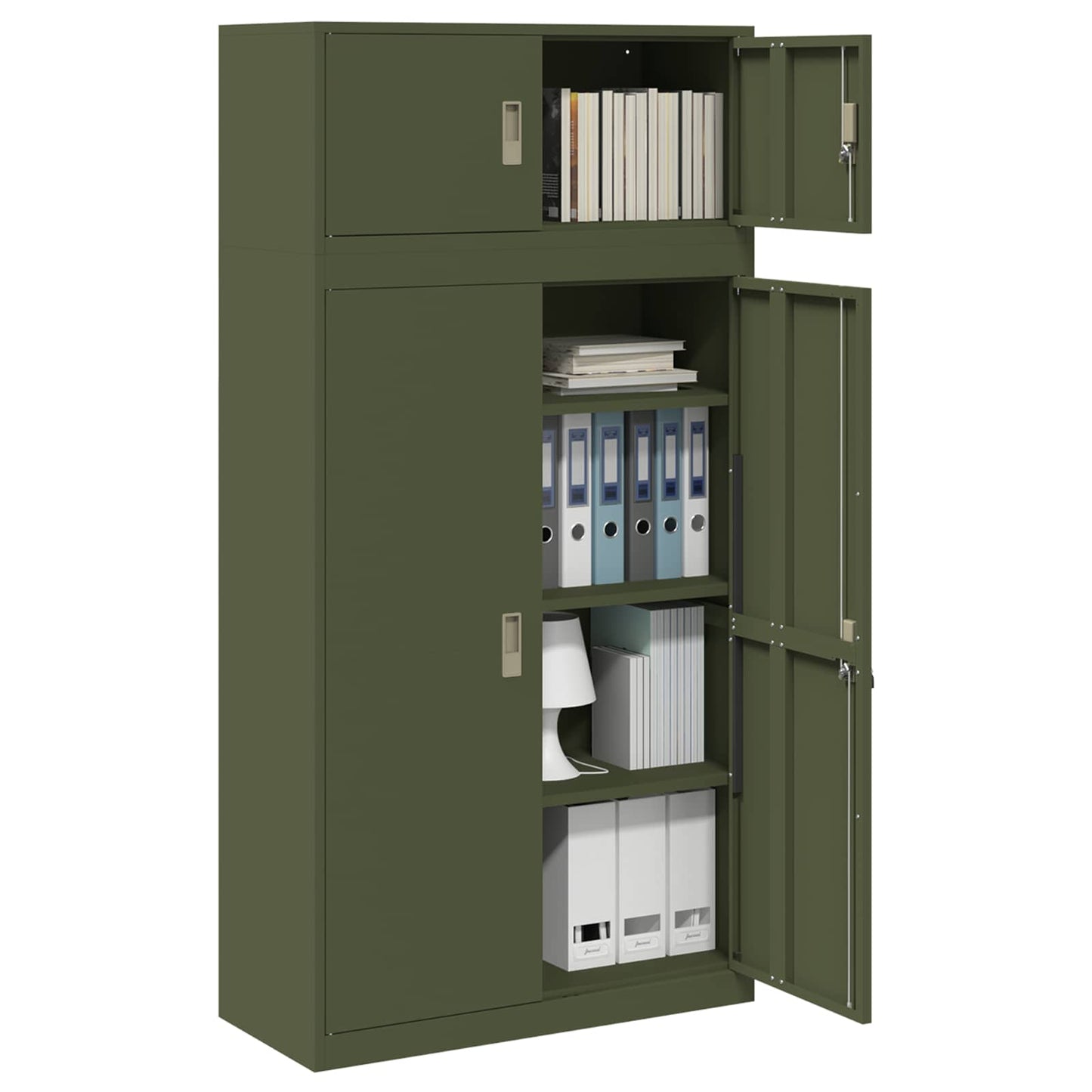 vidaXL Storage Cabinet 2 pcs Olive Green 90 x 40 x 180 cm Steel