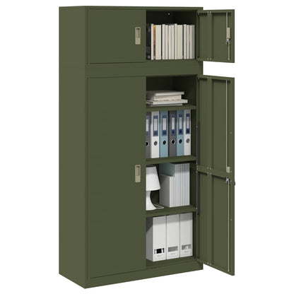vidaXL Storage Cabinet 2 pcs Olive Green 90 x 40 x 180 cm Steel