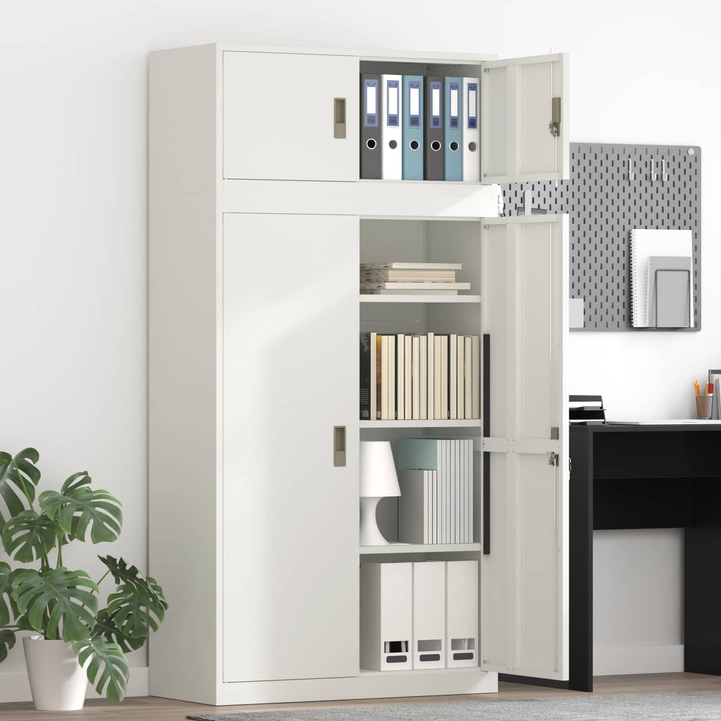 vidaXL Storage Cabinet 2 pcs White 90 x 40 x 180 cm Steel Lockable