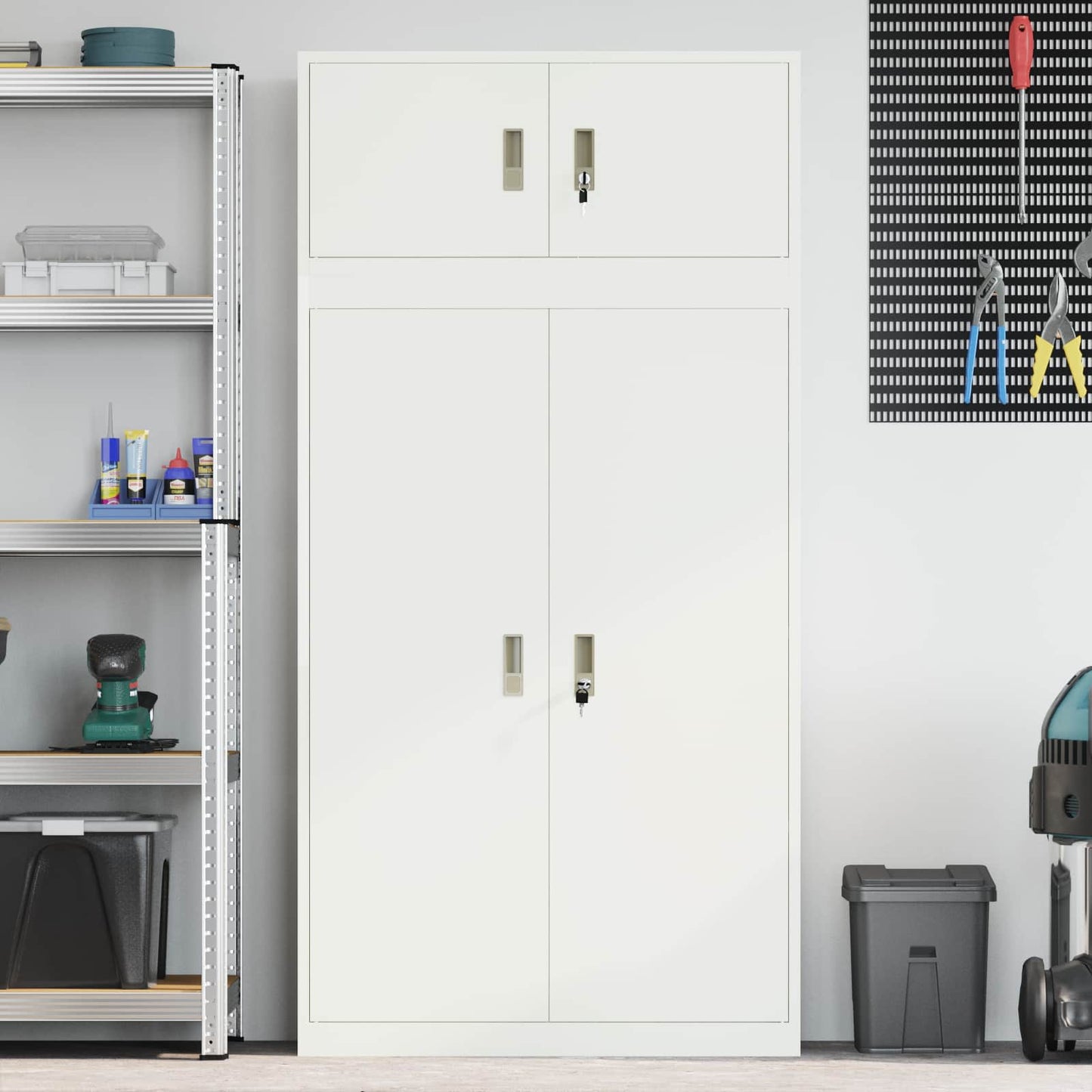 vidaXL Storage Cabinet 2 pcs White 90 x 40 x 180 cm Steel Lockable