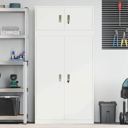 vidaXL Storage Cabinet 2 pcs White 90 x 40 x 180 cm Steel Lockable
