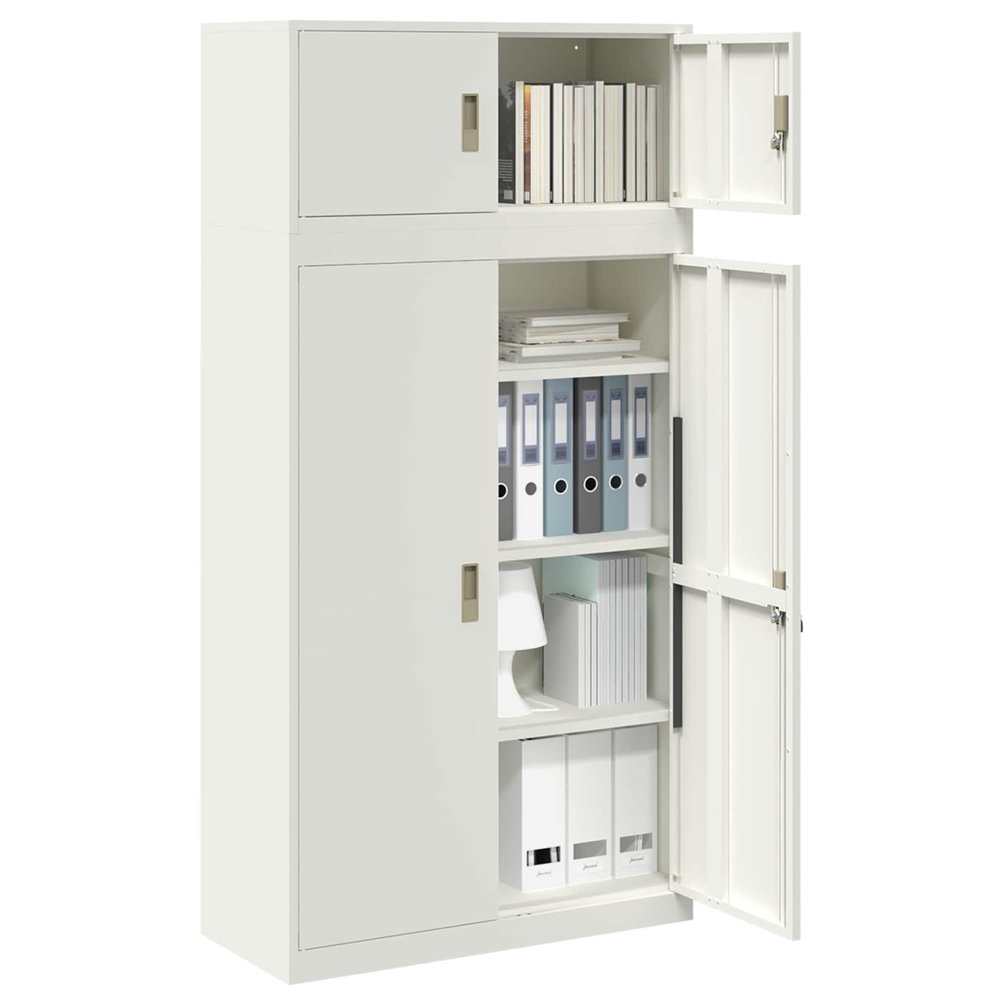 vidaXL Storage Cabinet 2 pcs White 90 x 40 x 180 cm Steel Lockable
