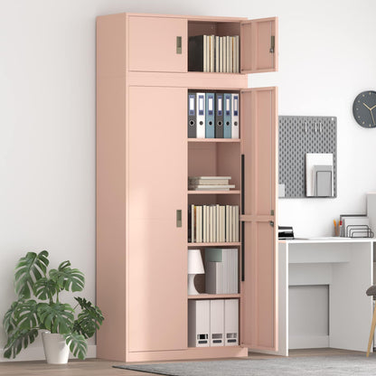 vidaXL Storage Cabinet 2 pcs Pink 90 x 40 x 220 cm Steel Lockable