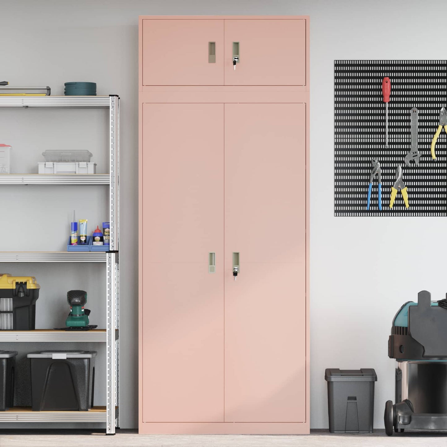 vidaXL Storage Cabinet 2 pcs Pink 90 x 40 x 220 cm Steel Lockable