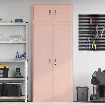 vidaXL Storage Cabinet 2 pcs Pink 90 x 40 x 220 cm Steel Lockable