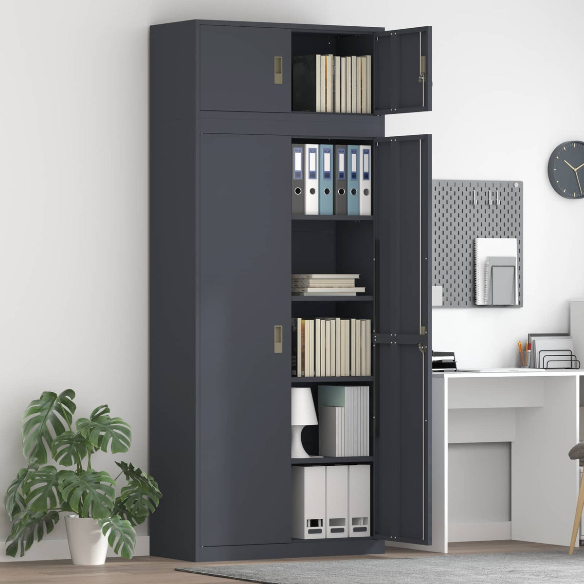 vidaXL Storage Cabinet 2 pcs Anthracite 90 x 40 x 220 cm Steel