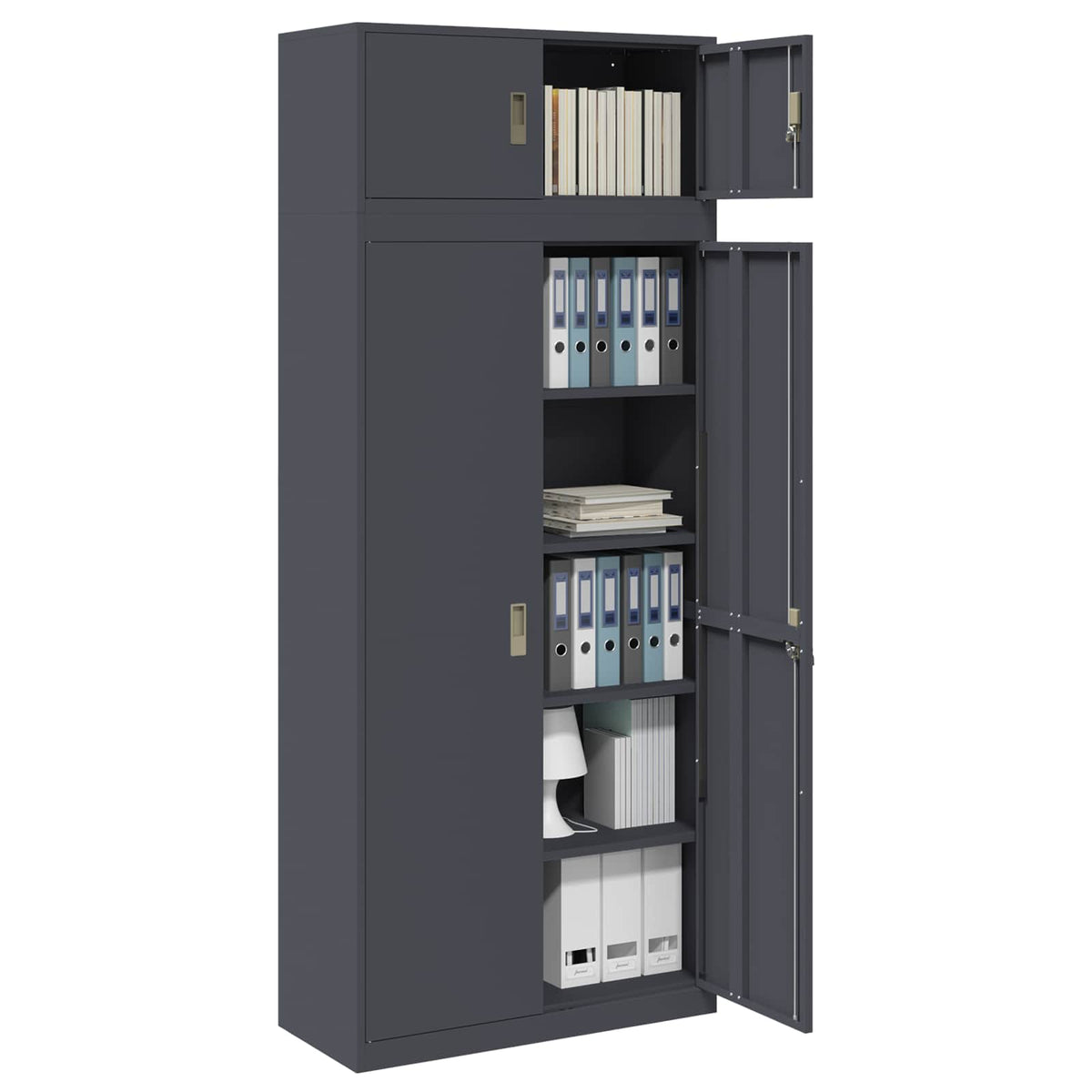 vidaXL Storage Cabinet 2 pcs Anthracite 90 x 40 x 220 cm Steel