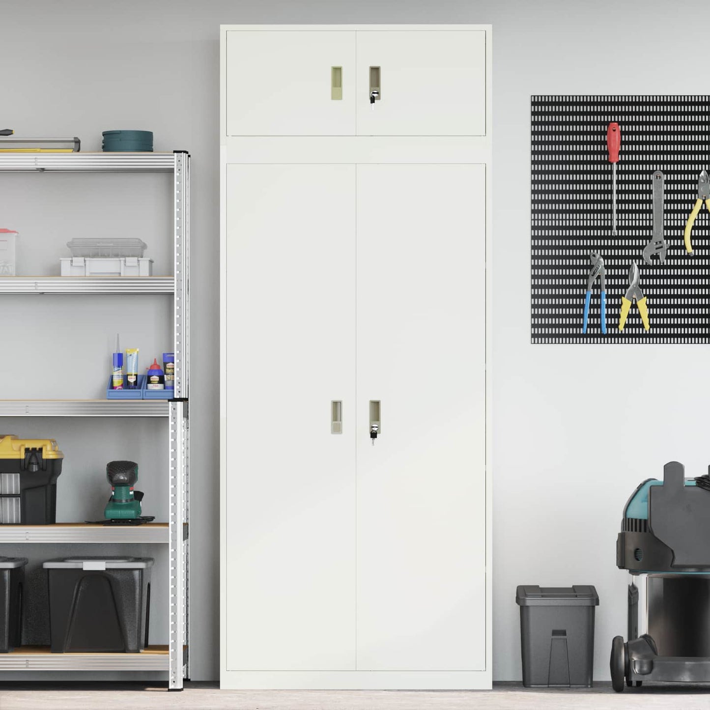 vidaXL Storage Cabinet 2 pcs White 90 x 40 x 220 cm Steel Lockable