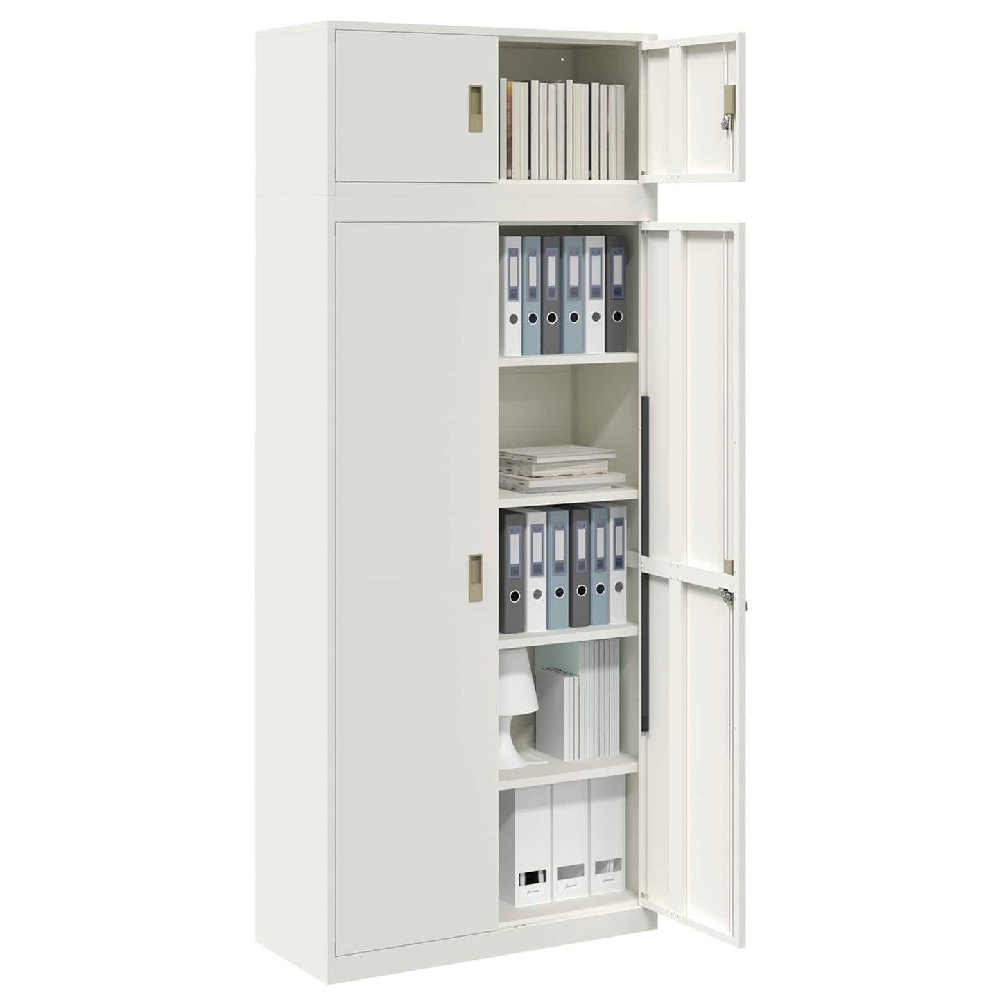 vidaXL Storage Cabinet 2 pcs White 90 x 40 x 220 cm Steel Lockable