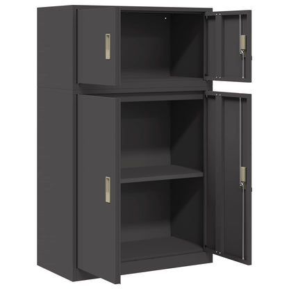 vidaXL Storage Cabinet 2 pcs Black 80 x 40 x 130 cm Steel Lockable