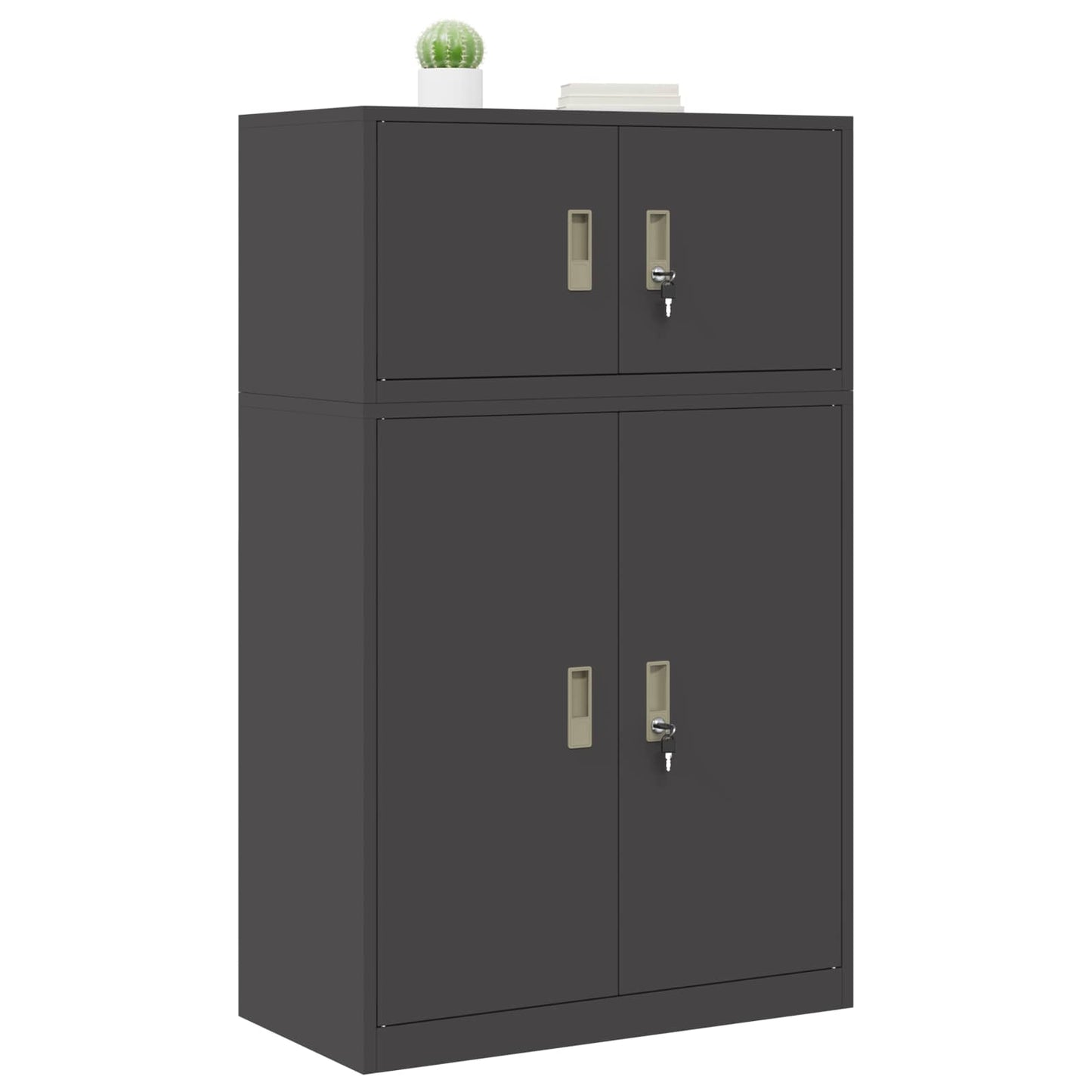 vidaXL Storage Cabinet 2 pcs Black 80 x 40 x 130 cm Steel Lockable