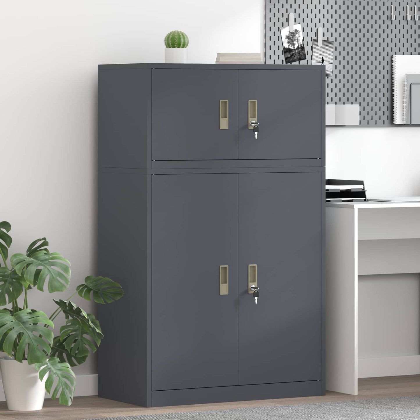 vidaXL Storage Cabinet 2 pcs Anthracite 80 x 40 x 130 cm Steel