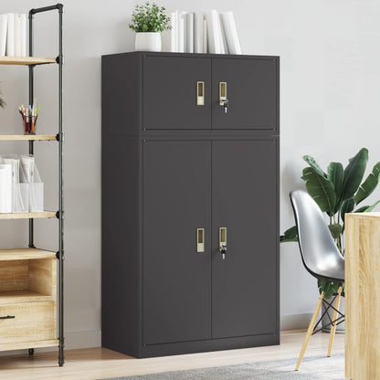 vidaXL Storage Cabinet 2 pcs Black 80 x 40 x 145 cm Steel Lockable