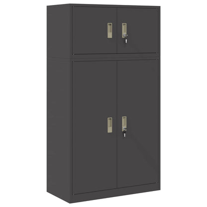 vidaXL Storage Cabinet 2 pcs Black 80 x 40 x 145 cm Steel Lockable