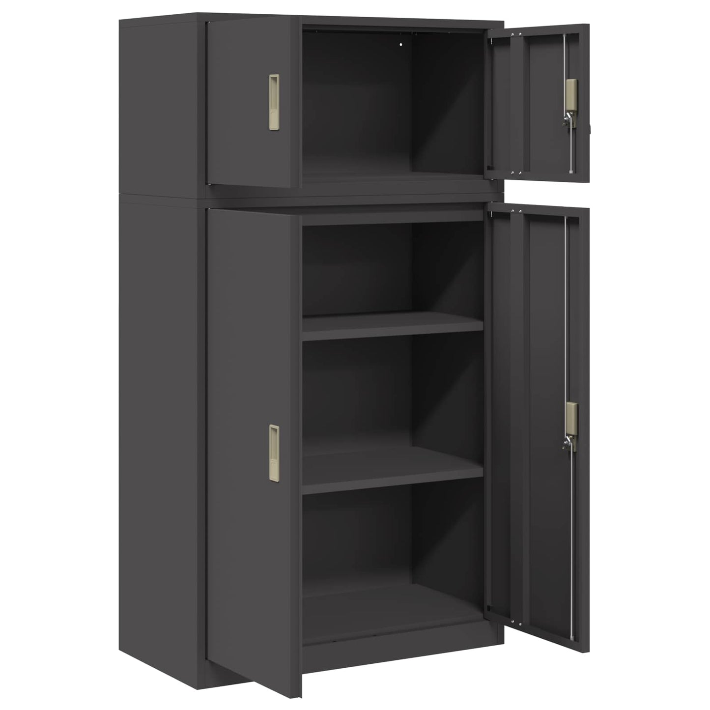 vidaXL Storage Cabinet 2 pcs Black 80 x 40 x 145 cm Steel Lockable