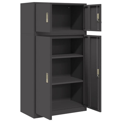 vidaXL Storage Cabinet 2 pcs Black 80 x 40 x 145 cm Steel Lockable