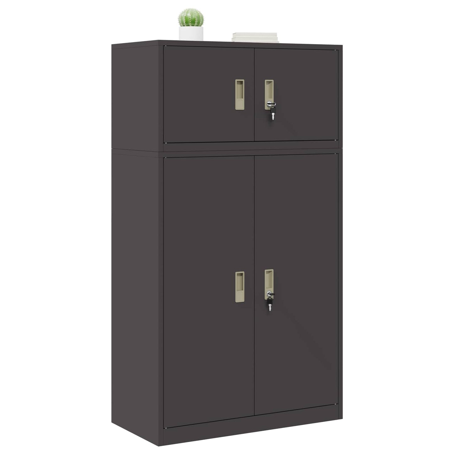 vidaXL Storage Cabinet 2 pcs Black 80 x 40 x 145 cm Steel Lockable