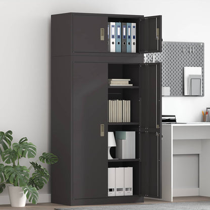 vidaXL Storage Cabinet 2 pcs Black 80 x 40 x 180 cm Steel Lockable