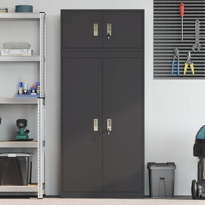vidaXL Storage Cabinet 2 pcs Black 80 x 40 x 180 cm Steel Lockable