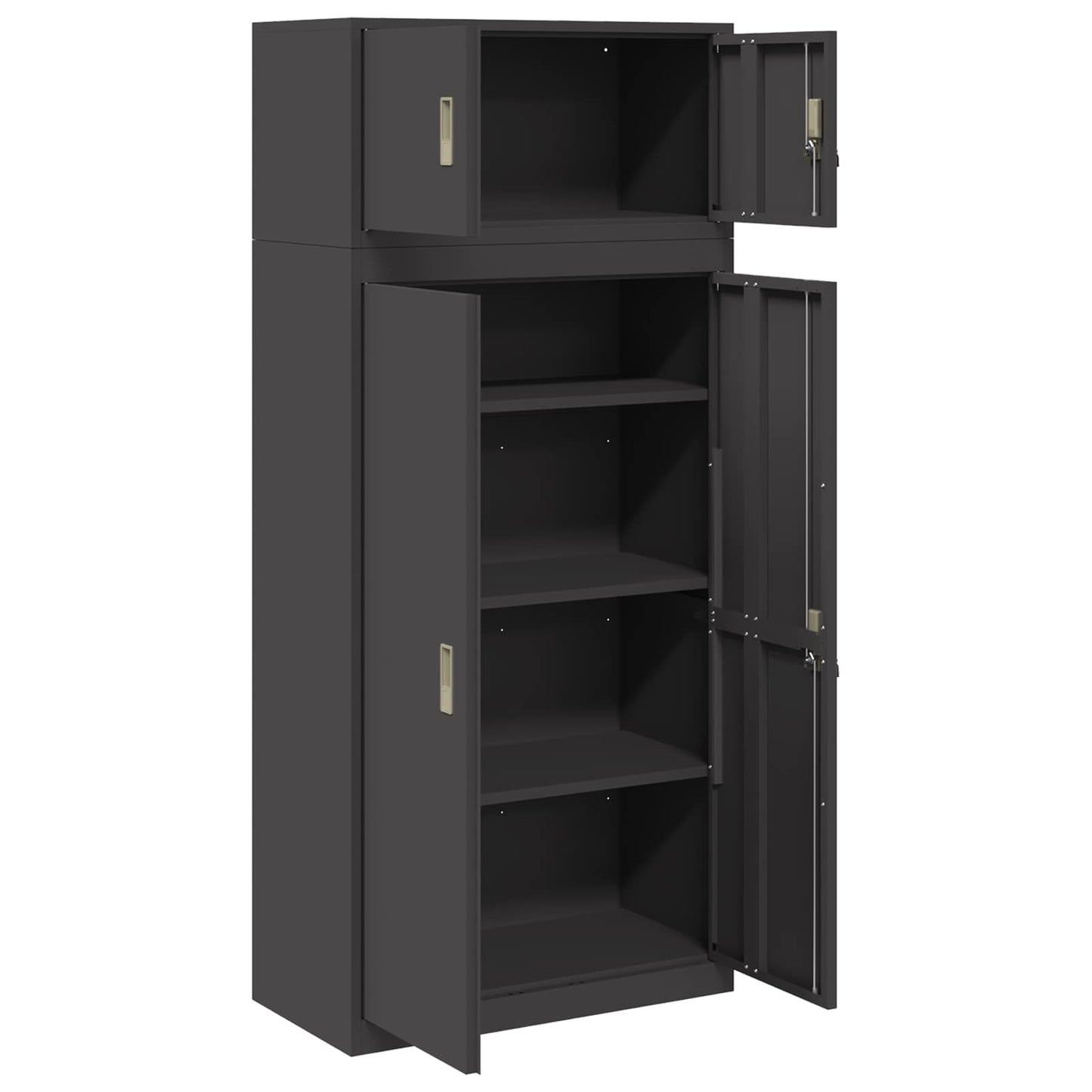 vidaXL Storage Cabinet 2 pcs Black 80 x 40 x 180 cm Steel Lockable
