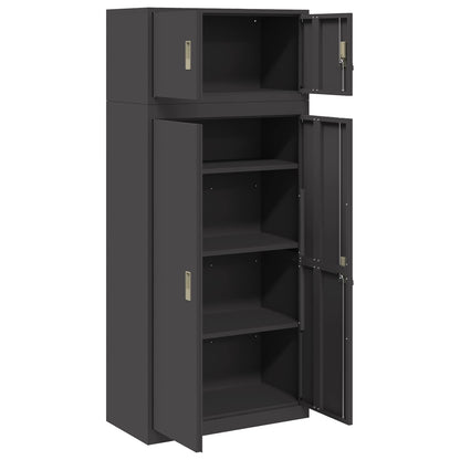vidaXL Storage Cabinet 2 pcs Black 80 x 40 x 180 cm Steel Lockable