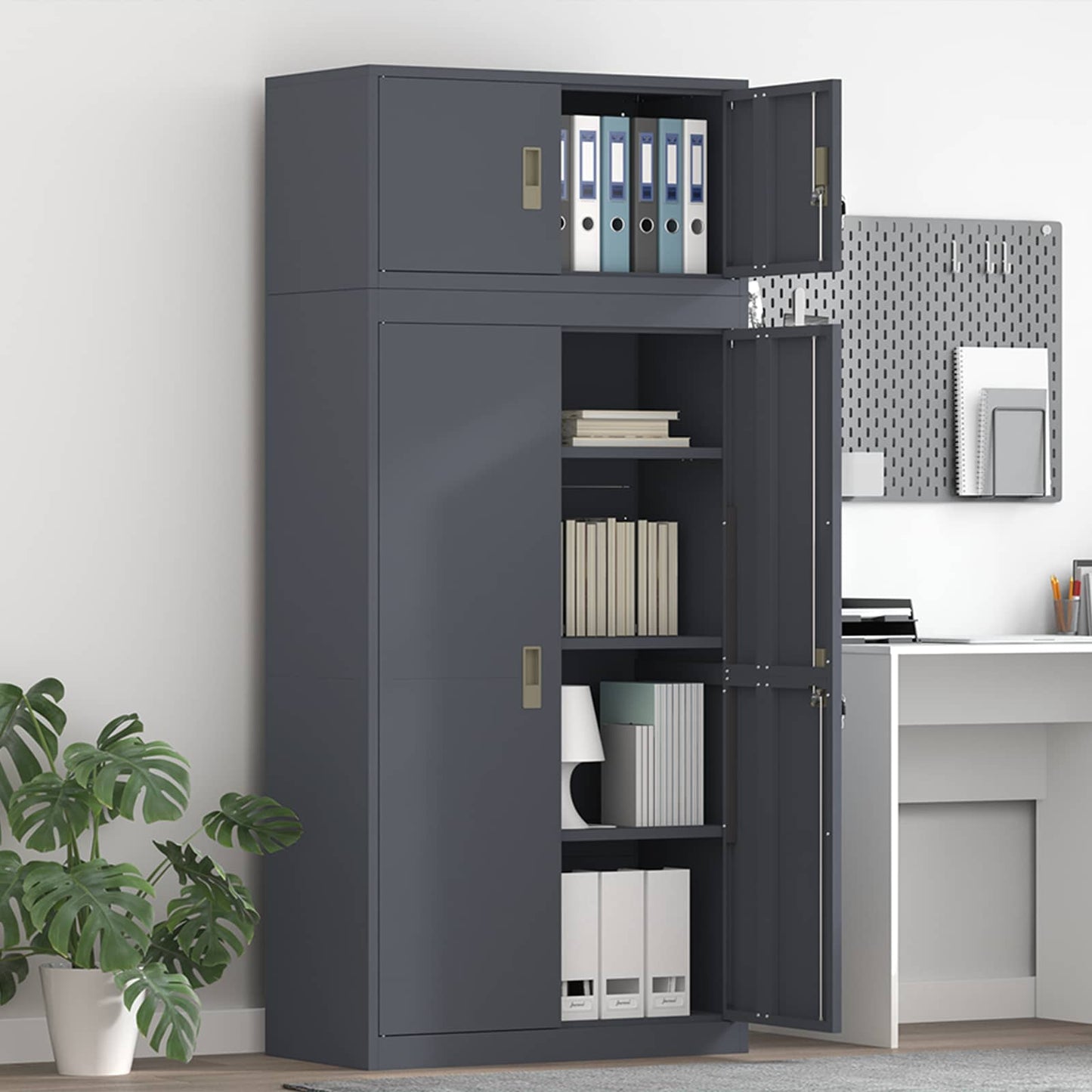 vidaXL Storage Cabinet 2 pcs Anthracite 80 x 40 x 180 cm Steel