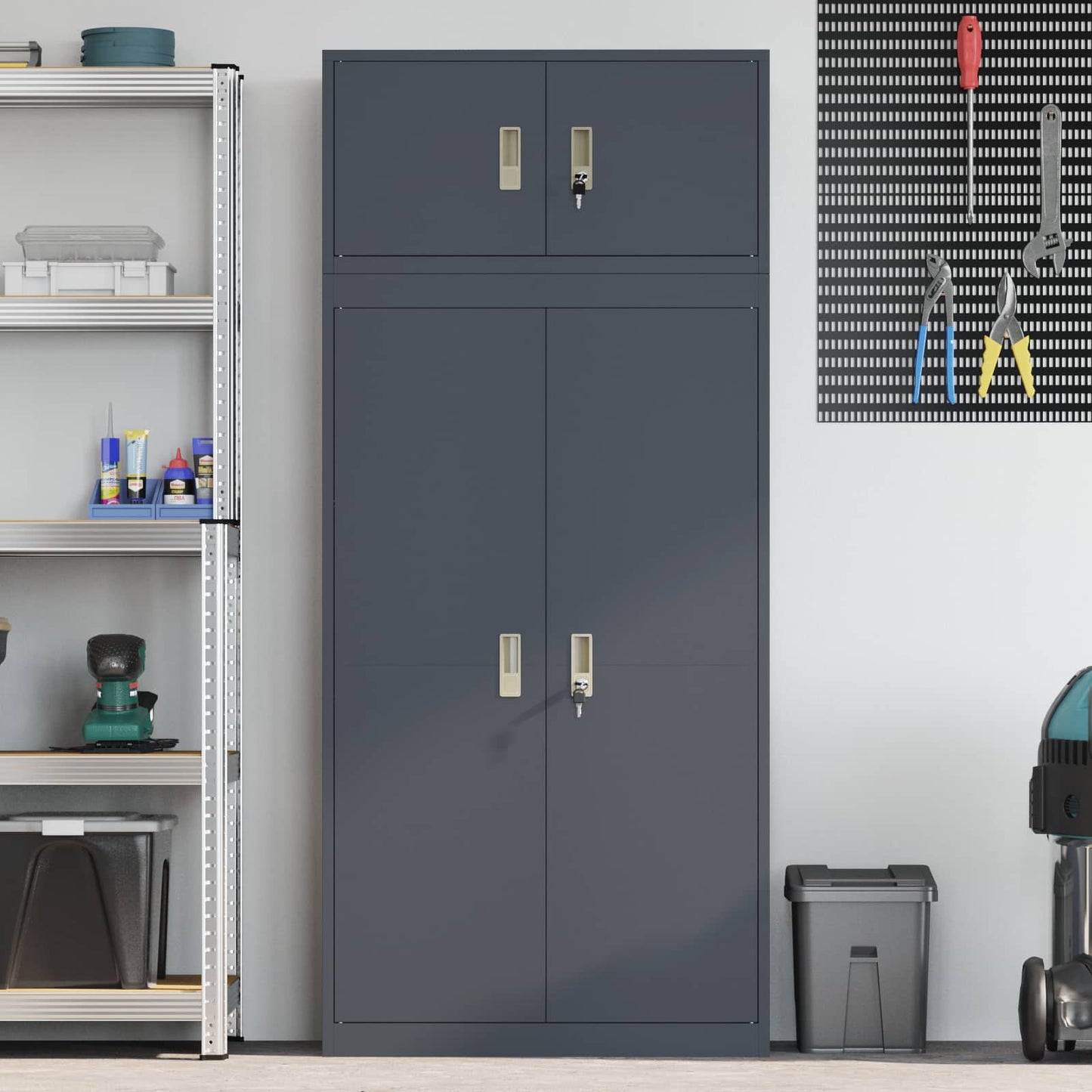 vidaXL Storage Cabinet 2 pcs Anthracite 80 x 40 x 180 cm Steel