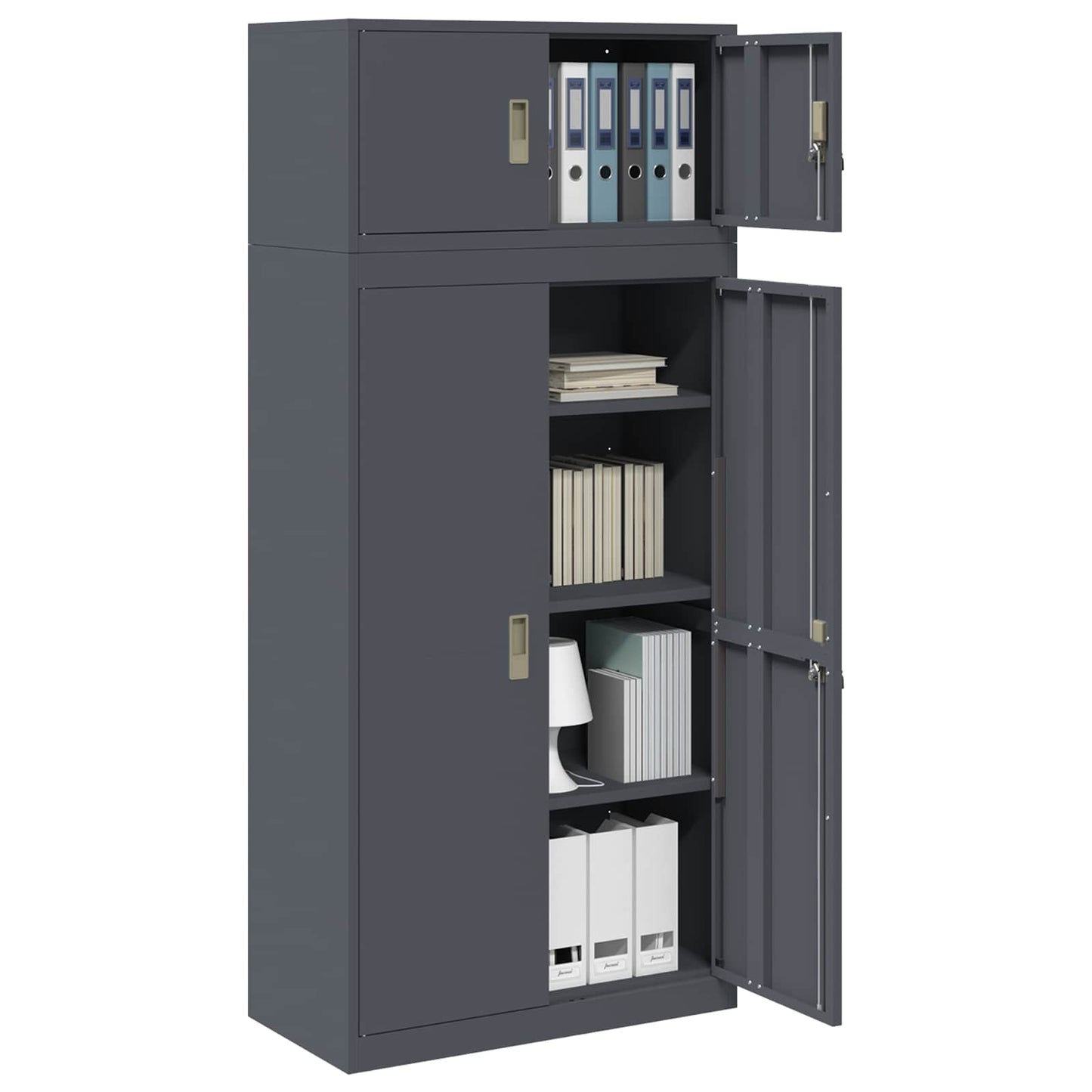 vidaXL Storage Cabinet 2 pcs Anthracite 80 x 40 x 180 cm Steel