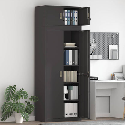 vidaXL Storage Cabinet 2 pcs Black 80 x 40 x 220 cm Steel Lockable