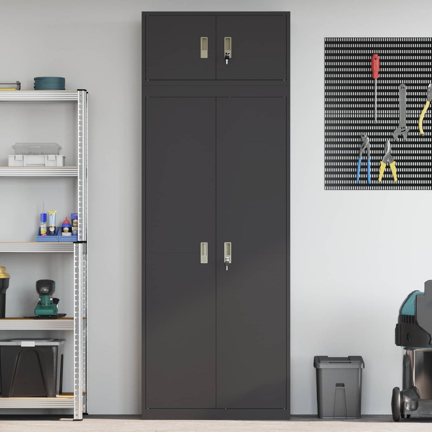 vidaXL Storage Cabinet 2 pcs Black 80 x 40 x 220 cm Steel Lockable