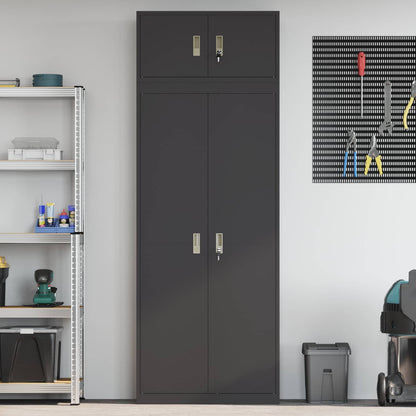 vidaXL Storage Cabinet 2 pcs Black 80 x 40 x 220 cm Steel Lockable