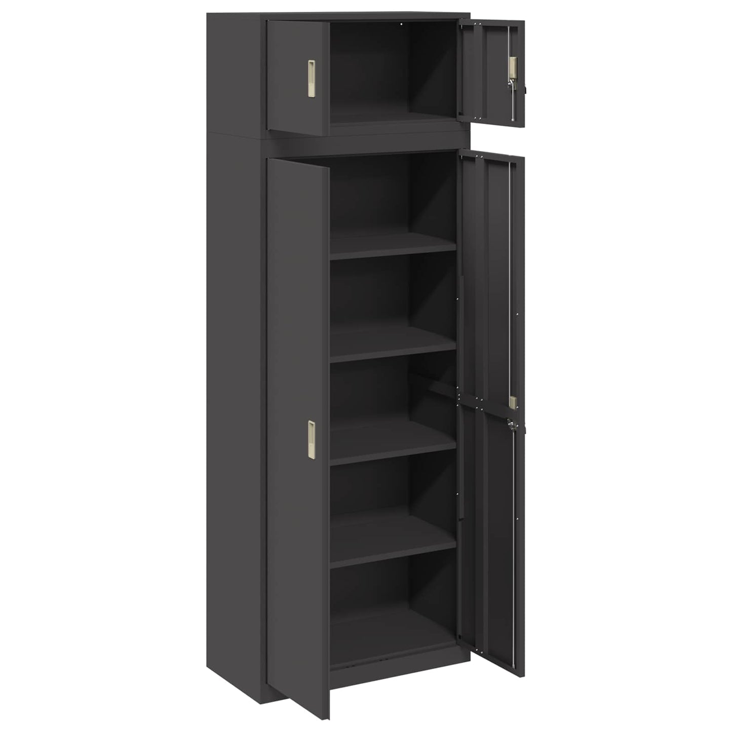 vidaXL Storage Cabinet 2 pcs Black 80 x 40 x 220 cm Steel Lockable