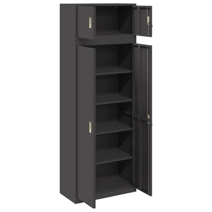vidaXL Storage Cabinet 2 pcs Black 80 x 40 x 220 cm Steel Lockable