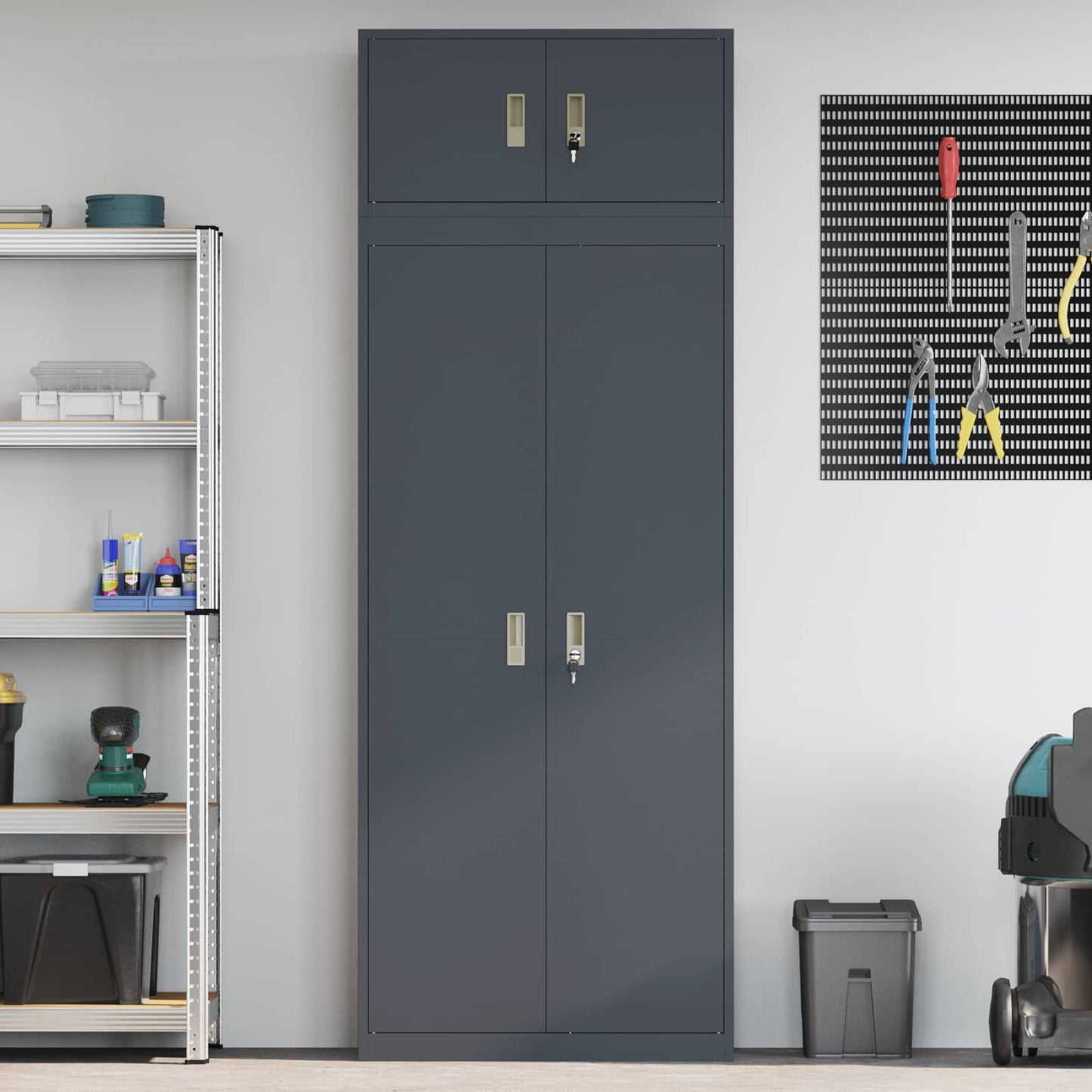 vidaXL Storage Cabinet 2 pcs Anthracite 80 x 40 x 220 cm Steel