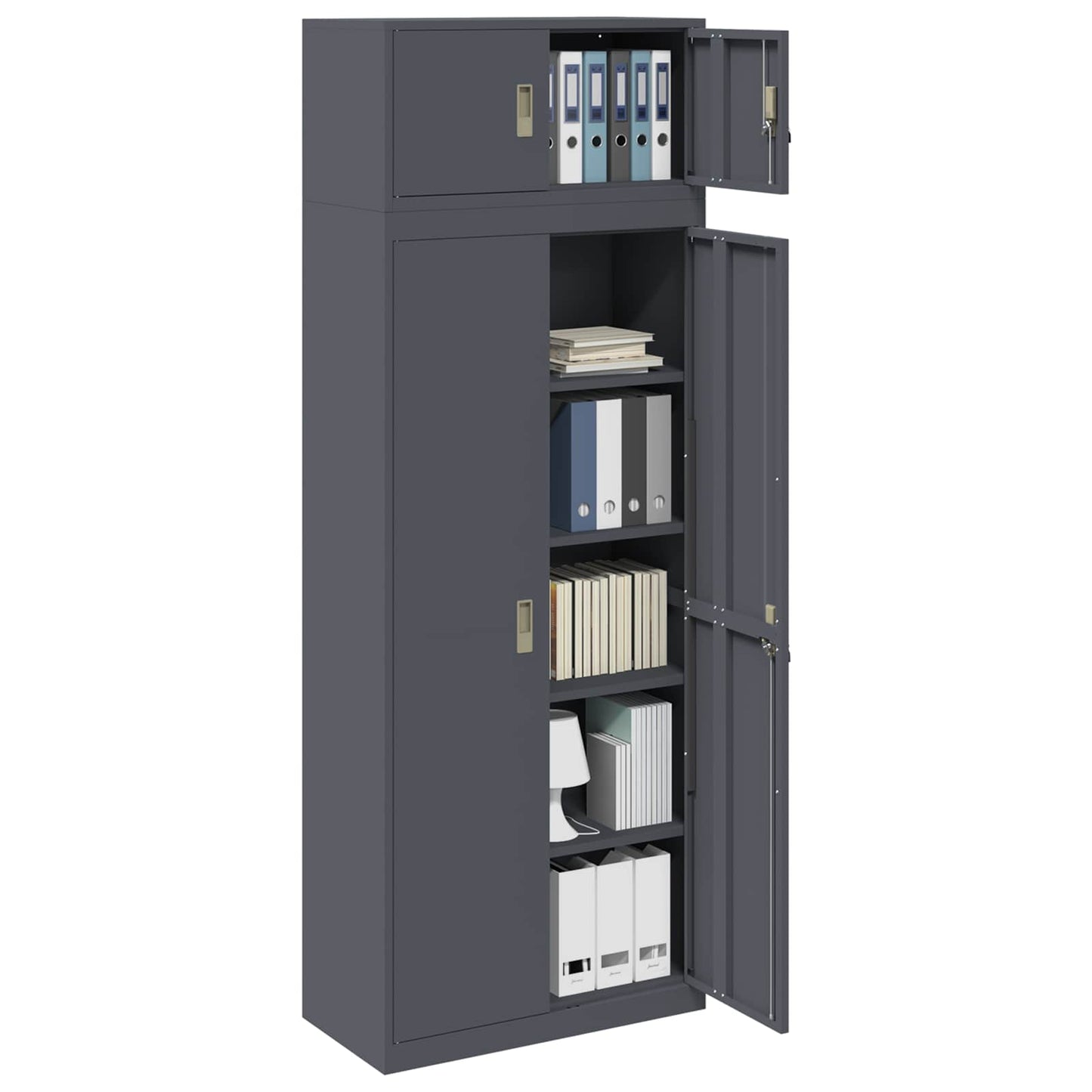 vidaXL Storage Cabinet 2 pcs Anthracite 80 x 40 x 220 cm Steel